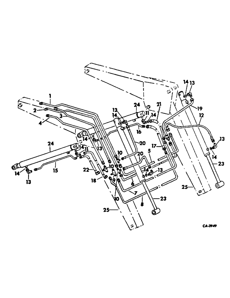 Схема запчастей Case IH 2500 - (10-31) - HYDRAULICS, LOADER CYLINDER, TUBE AND CONNECTIONS, TRACTORS BUILT 1972 AND SINCE (07) - HYDRAULICS