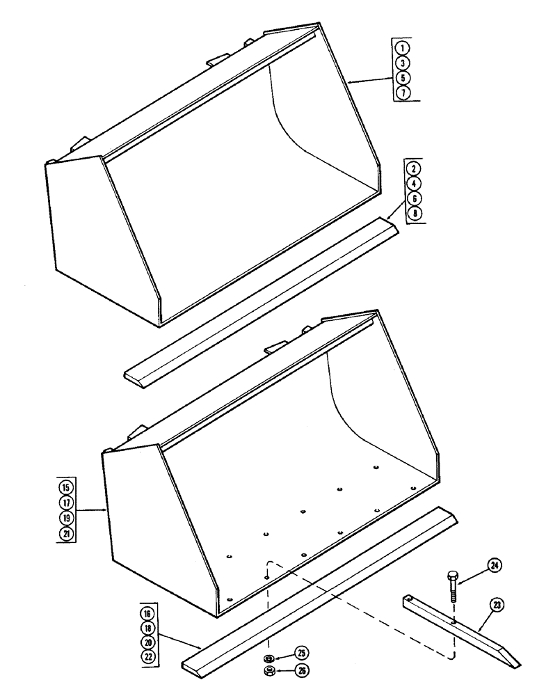 Схема запчастей Case IH 65 - (58) - MATERIAL BUCKETS, MATERIAL BUCKETS WITH TINES (82) - FRONT LOADER & BUCKET