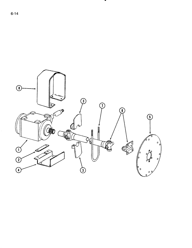 Схема запчастей Case IH 5000 - (6-14) - BEVEL GEAR CASE AND PROPELLER SHAFT (06) - POWER TRAIN