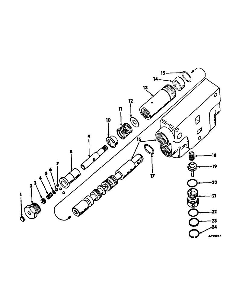 Схема запчастей Case IH 454 - (10-58) - HYDRAULICS, HYDRAULIC CONTROL VALVE, FOUR POSITION SPRING CENTERED (07) - HYDRAULICS