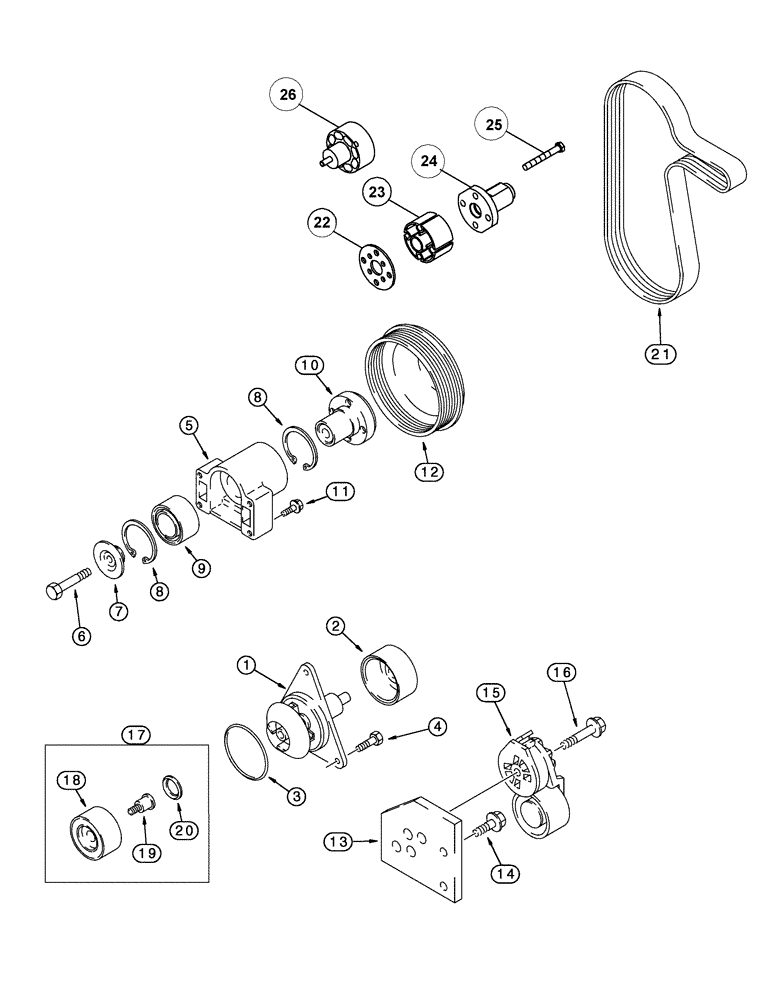 Схема запчастей Case IH MX200 - (02-12) - WATER PUMP SYSTEM, MX180, MX200, MX220, 6T-830/6TAA-830 EMISSIONS CERTIFIED ENGINE (02) - ENGINE