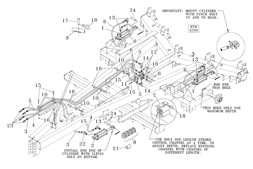 Схема запчастей Case IH 730B - (35.100.02) - MAIN FRAME HYDRAULIC (08) - HYDRAULICS