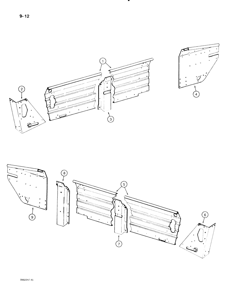 Схема запчастей Case IH 540 - (9-012) - SPREADER BOX , LEFT-HAND SIDE, USED ON ALL MODELS EXCEPT 560 (09) - CHASSIS/ATTACHMENTS