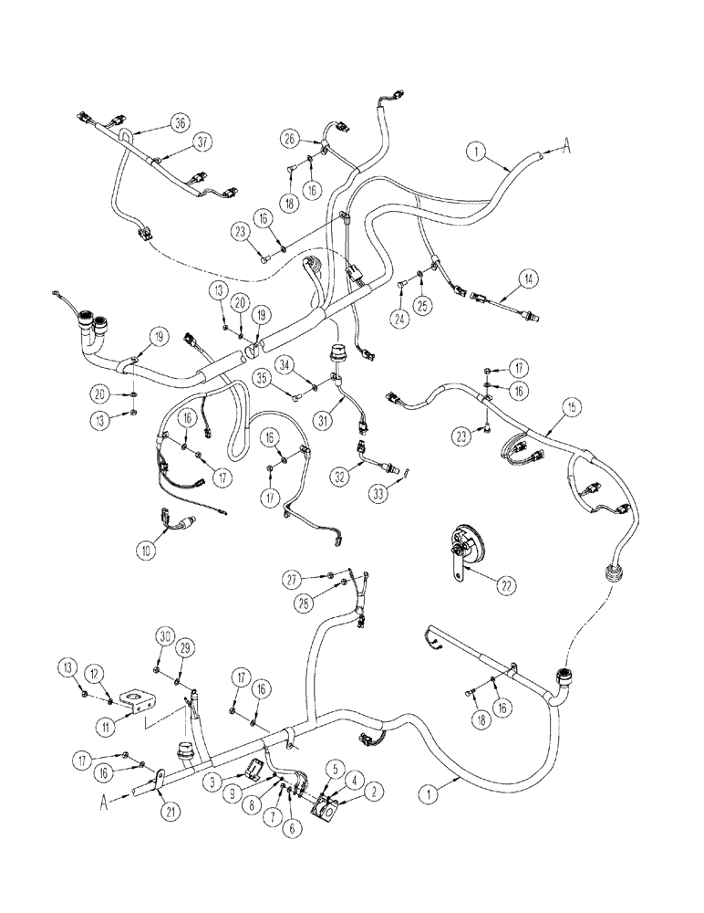 Схема запчастей Case IH STX325 - (04-20[01]) - HARNESS - FRONT FRAME, WITHOUT ACCUSTEER (04) - ELECTRICAL SYSTEMS