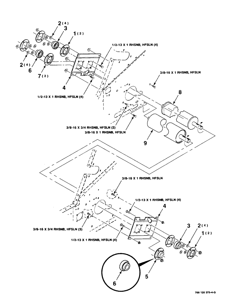 Схема запчастей Case IH 8430 - (6-14) - DRIVE ROLLER ASSEMBLY (LOWER-METAL) (14) - BALE CHAMBER