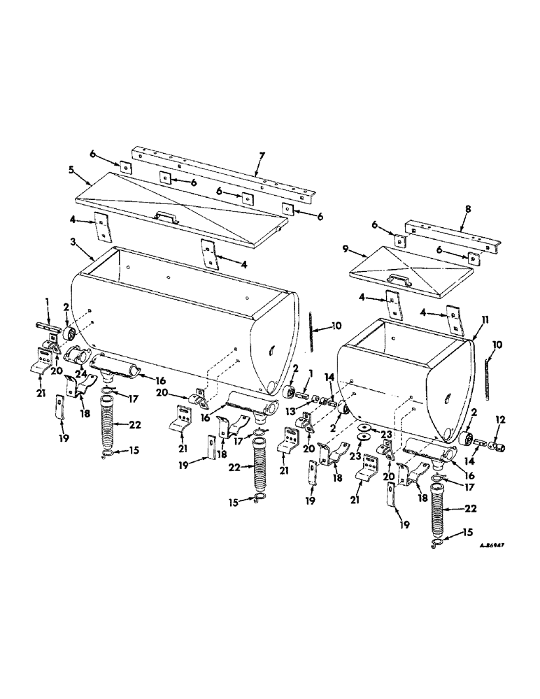 Схема запчастей Case IH DRY - (A-062) - DRY FERTILIZERS, METAL HOPPERS, HOSES AND SUPPORTS, FOR SIX ROW 