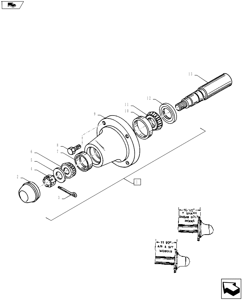 Схема запчастей Case IH TURBO-TIGER - (44.100.04) - Q-821 HUB & SPINDLE ASSEMBLY (44) - WHEELS