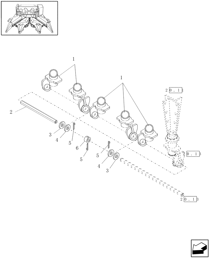 Схема запчастей Case IH HDX3R - (20.12) - GATHERING CHAIN, DRIVE SHAFT (58) - ATTACHMENTS/HEADERS