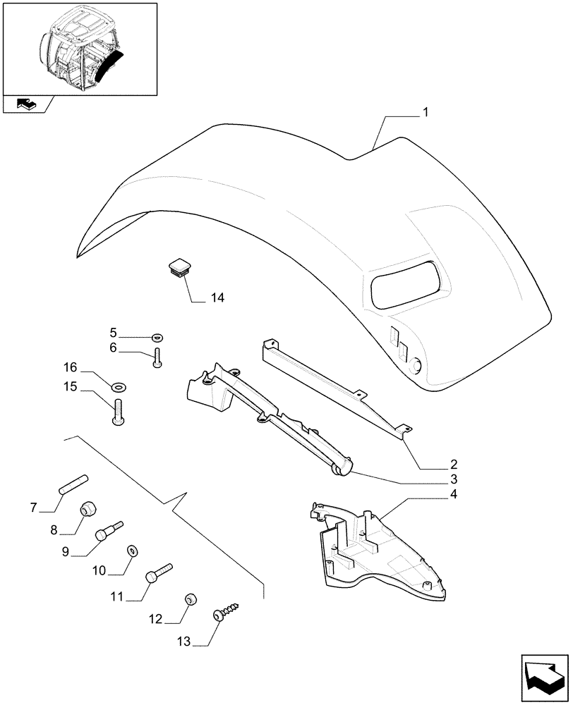 Схема запчастей Case IH MAXXUM 110 - (1.92.5/02[01]) - WIDE REAR FENDERS - FENDERS AND SUPPORTS (VAR.330518-331518) (10) - OPERATORS PLATFORM/CAB