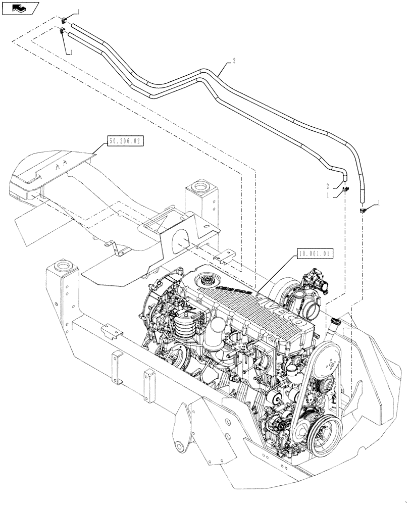 Схема запчастей Case IH TITAN 4530 - (50.200.05) - HEATER HOSES (50) - CAB CLIMATE CONTROL