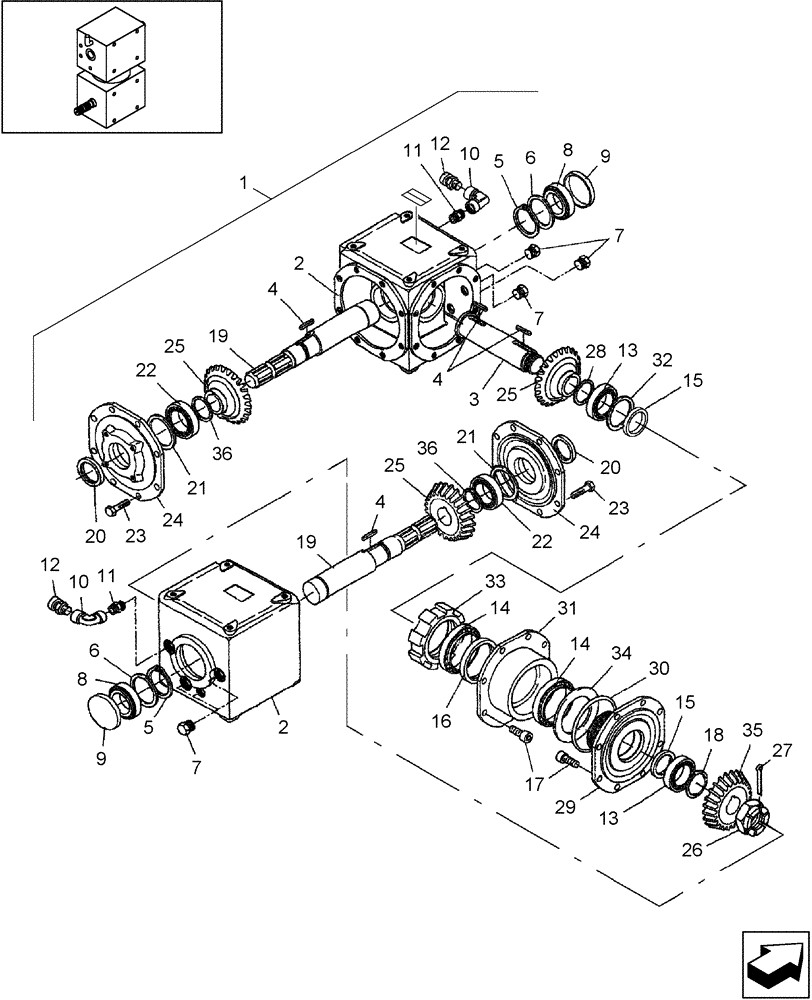 Схема запчастей Case IH DC162 - (03.04) - GEARBOX COMPONENTS - SWIVEL (03) - MAIN GEARBOX