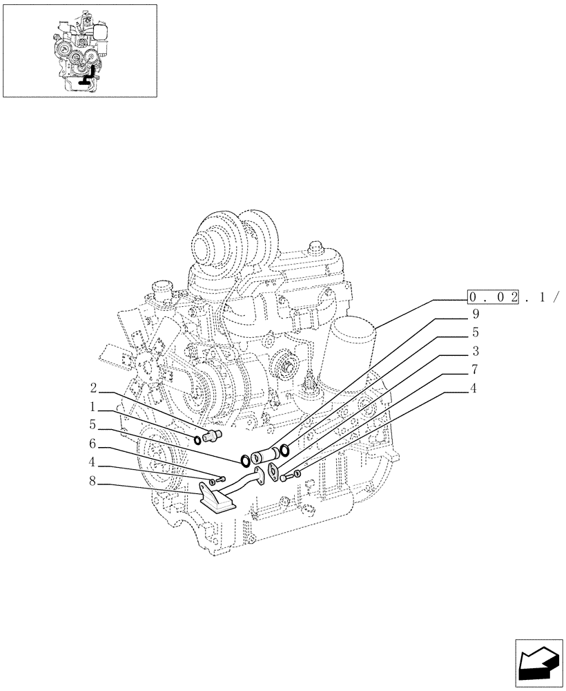 Схема запчастей Case IH JX95 - (0.30.5/03) - CONNECTION, FRONT GEAR LUBRICATION - TIER 2 ENGINE (01) - ENGINE