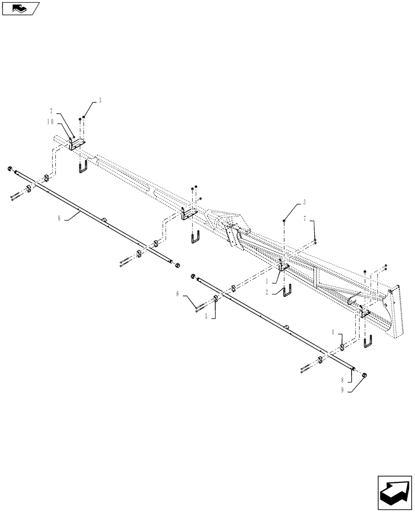 Схема запчастей Case IH 4430 - (40.910.38[01]) - SPRAYBAR, OUTER SECTION, 20" NOZZLE SPACING, OFF CENTER, 6 SECTION, 100 BOOM, BSN YBT031520 (40 ) - PLUMBING