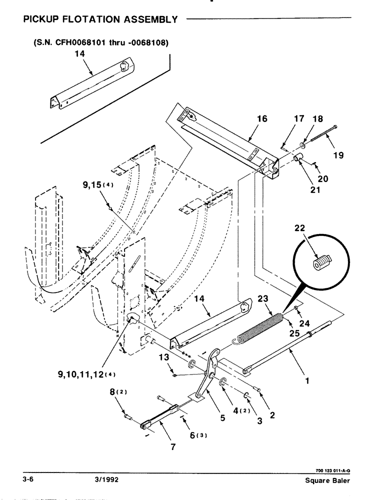 Схема запчастей Case IH 8570 - (3-06) - PICKUP FLOTATION ASSEMBLY Pickup