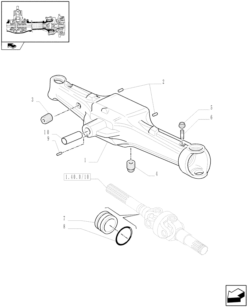 Схема запчастей Case IH FARMALL 85C - (1.40.0/01) - FRONT AXLE - BOX - 4WD (04) - FRONT AXLE & STEERING