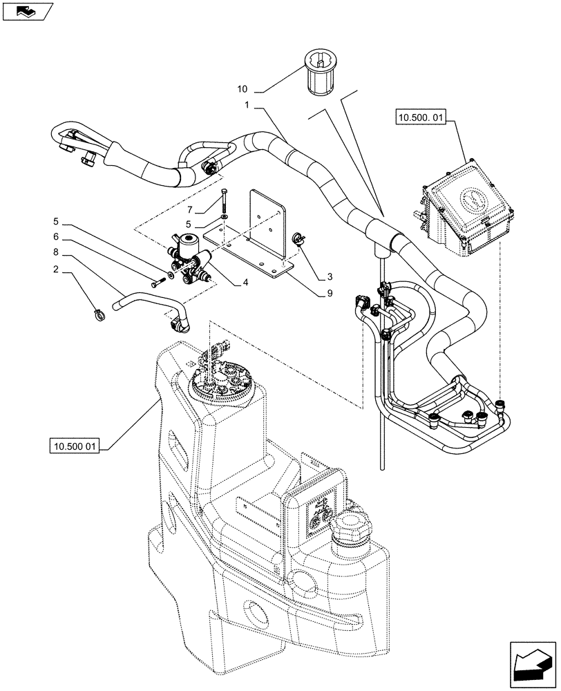 Схема запчастей Case IH PUMA 130 - (10.500.02) - DEF/ADBLUE LINES (10) - ENGINE