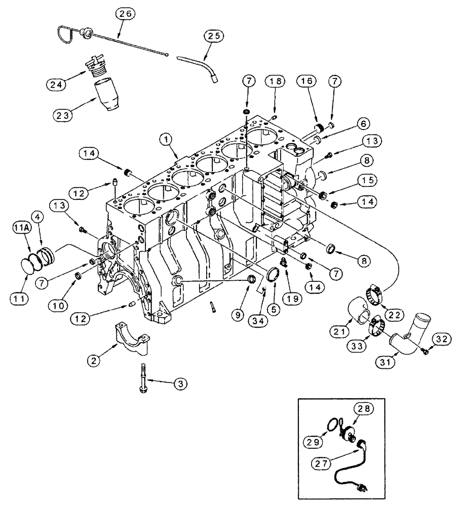 Схема запчастей Case IH SPX4260 - (03-017) - CYLINDER BLOCK (01) - ENGINE