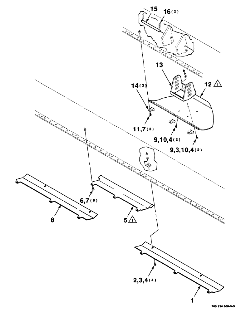 Схема запчастей Case IH SC412 - (7-48) - SKID SHOE - CENTER & WEAR PLATE ASSEMBLY (12 FOOT) (09) - CHASSIS