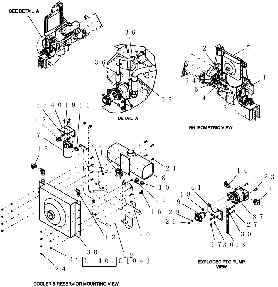 Схема запчастей Case IH 1200PT - (L.20.C[03]) - 22 GPM PUMP LAYOUT (ASN CBJ025654) L - Field Processing