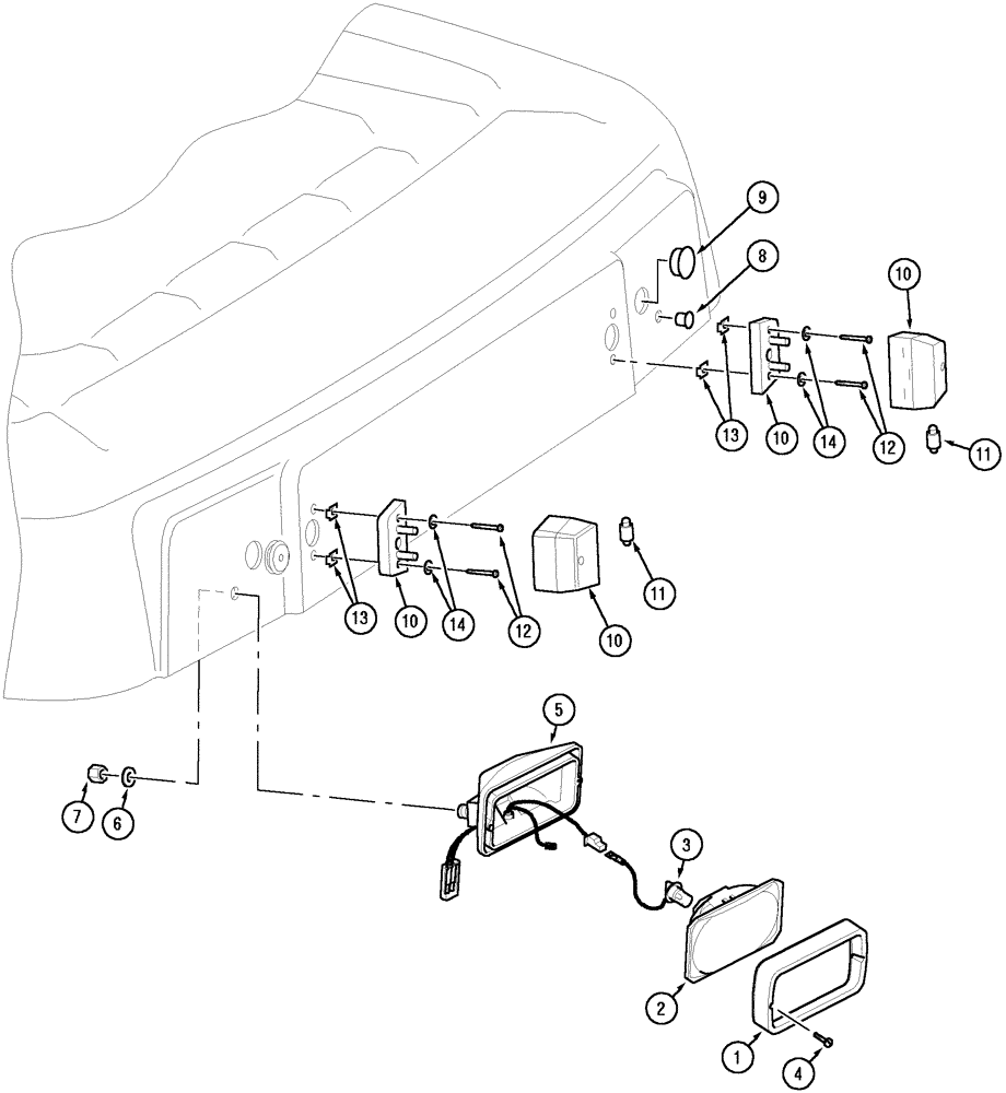 Схема запчастей Case IH MX150 - (04-23) - REAR LIGHTS - CAB ROOF (55) - ELECTRICAL SYSTEMS