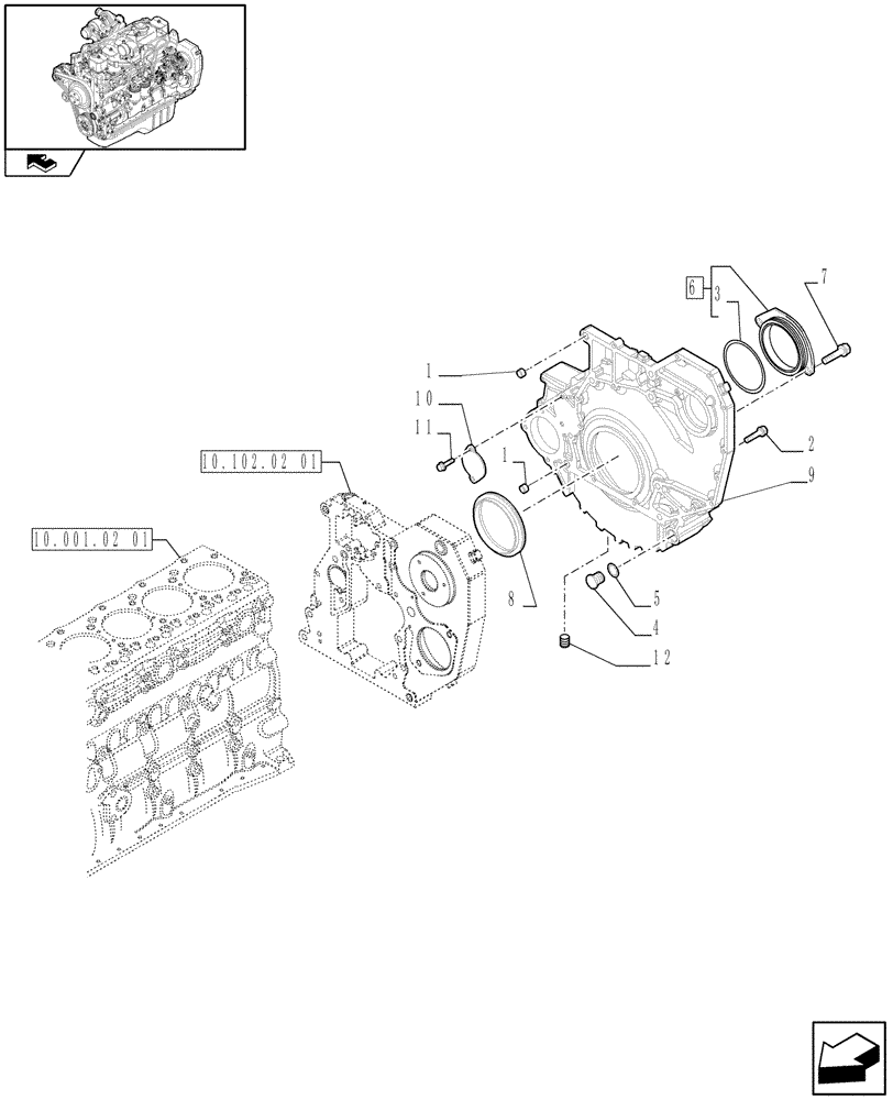 Схема запчастей Case IH F4GE9684R J603 - (10.102.02[03]) - CRANKCASE COVERS (2855177) 