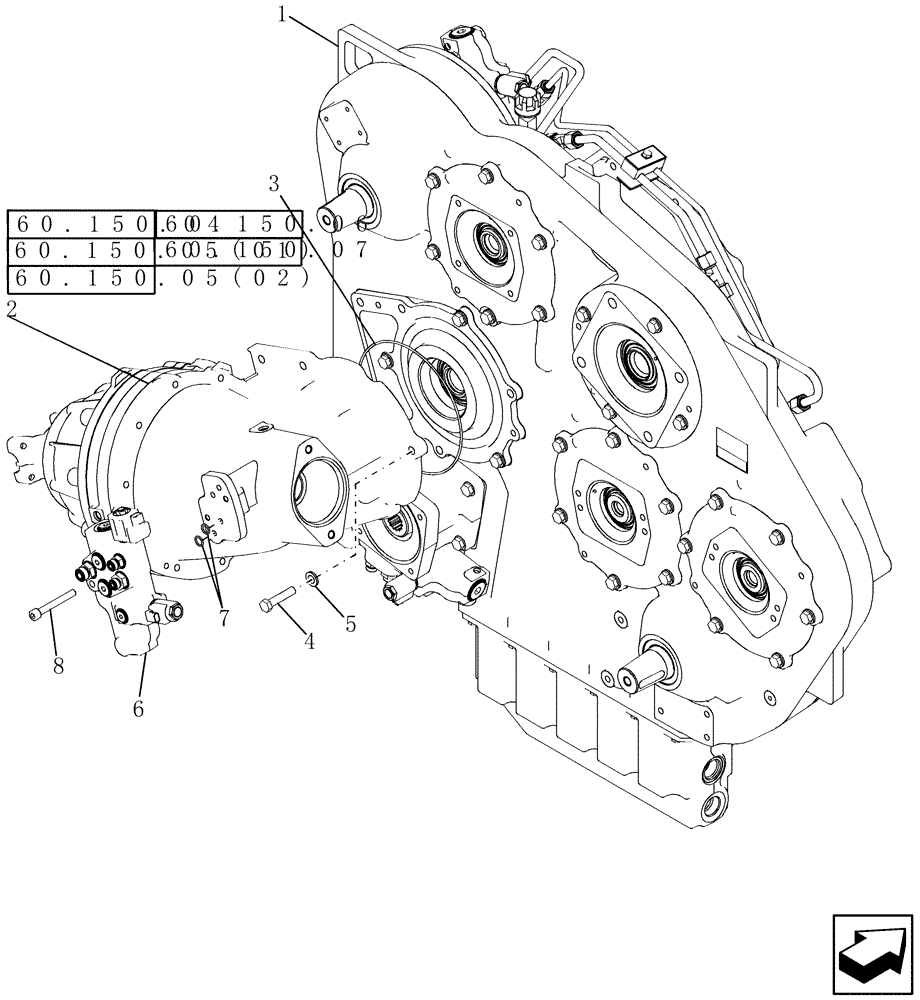 Схема запчастей Case IH 7010 - (60.150.01[01]) - GEARBOX, FEEDER / HEADER, W/PTO - 7010/8010 (60) - PRODUCT FEEDING