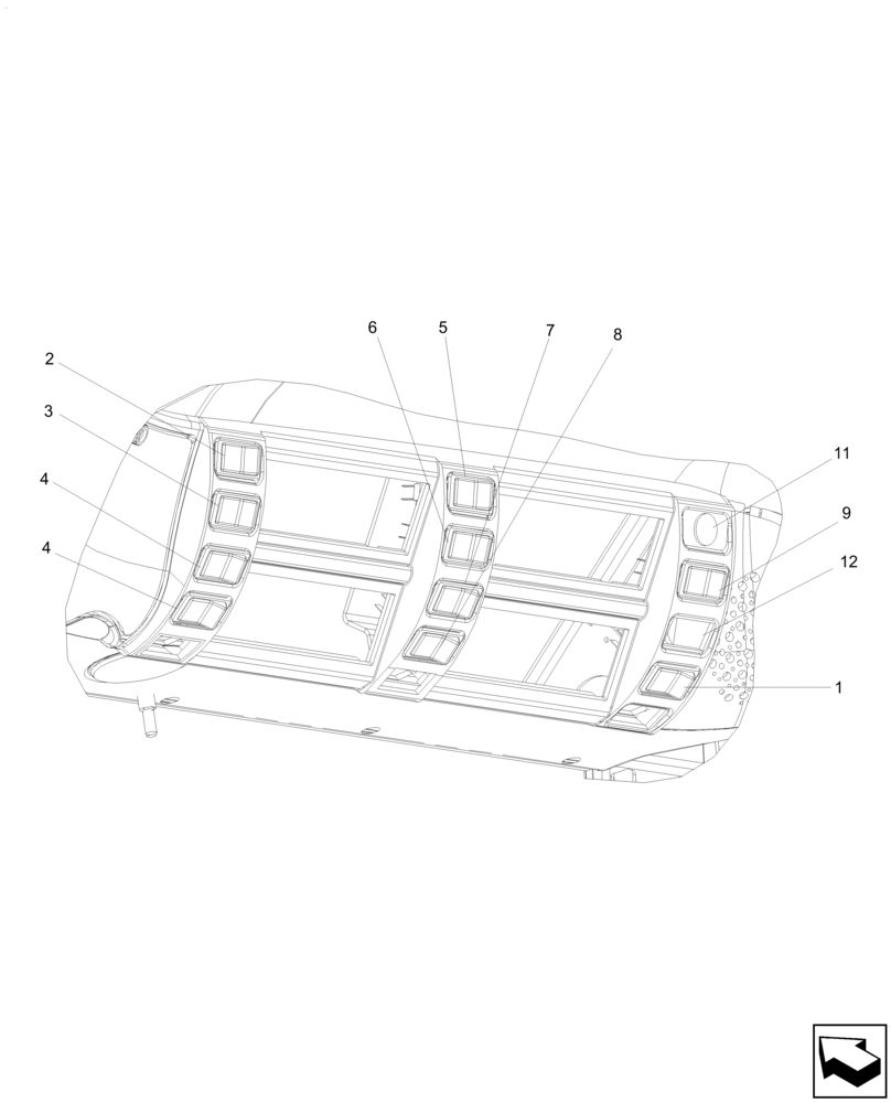 Схема запчастей Case IH A8000 - (55.512.BG) - UPPER SWITCHES (55) - ELECTRICAL SYSTEMS