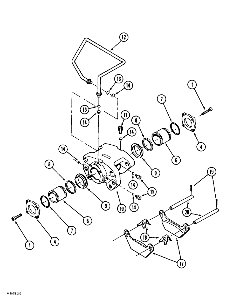 Схема запчастей Case IH 9380 - (7-12) - BRAKE CALIPER ASSEMBLY, WITHOUT PARKING BRAKE, 9380 AND 9390 ONLY (07) - BRAKES