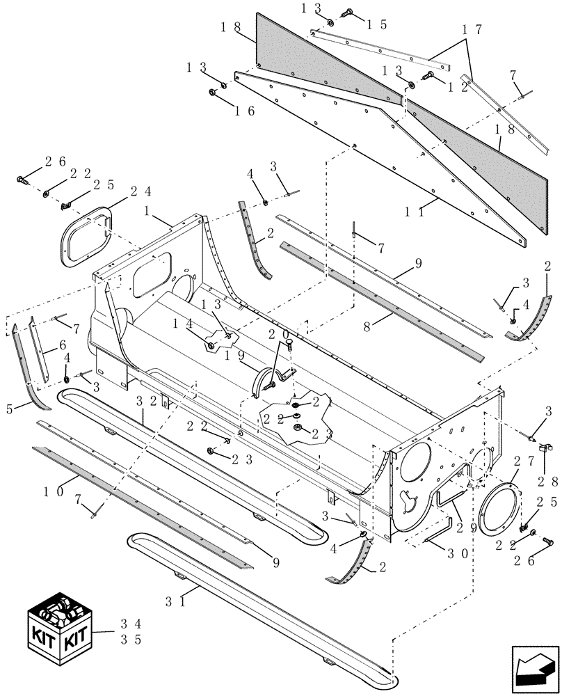 Схема запчастей Case IH 9120 - (74.140.14[01]) - SELF-LEVELING AUGER HOUSING, MAIN BODY (74) - CLEANING