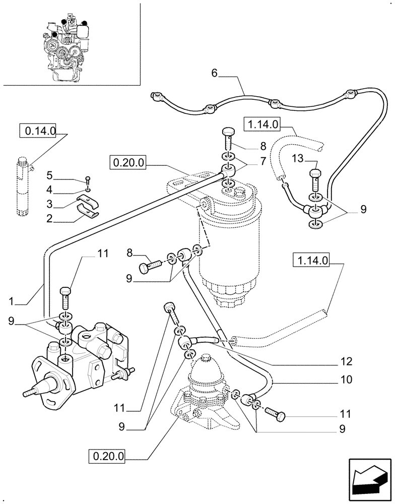 Схема запчастей Case IH JX70U - (0.20.3_7-8060) - FUEL LINES (01) - ENGINE