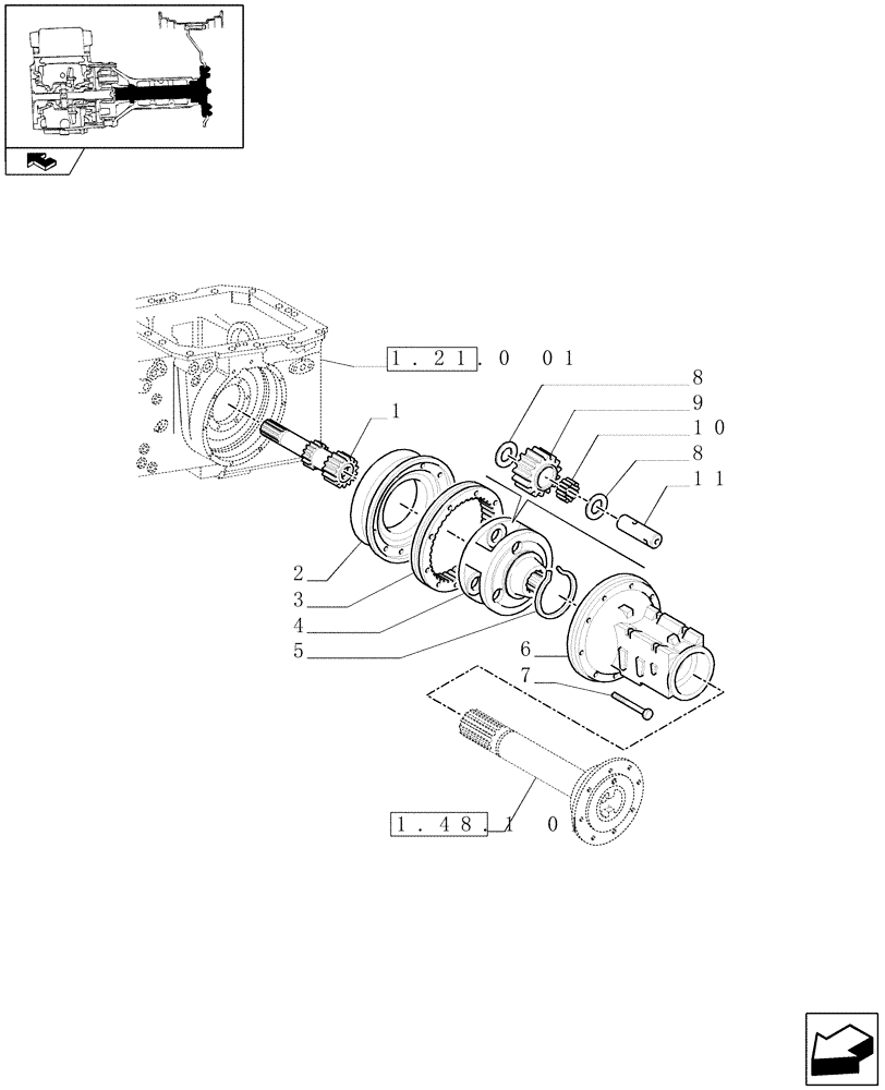 Схема запчастей Case IH FARMALL 95N - (1.48.1[03]) - FINAL DRIVE, GEARS AND SHAFTS (05) - REAR AXLE