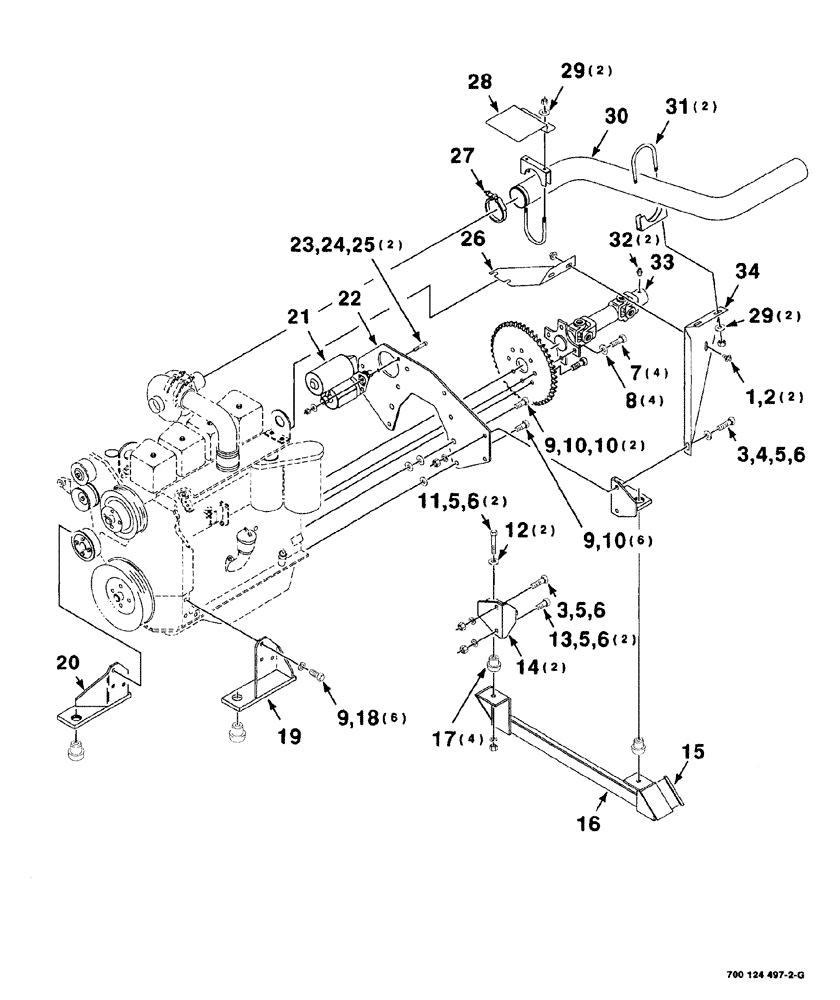 Схема запчастей Case IH 8840 - (02-006) - ENGINE MOUNT, REAR DRIVE AND STARTER ASSEMBLY (10) - ENGINE