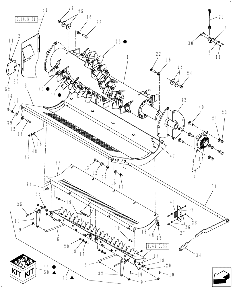 Схема запчастей Case IH 8010 - (88.210.10[01]) - STRAW CHOPPER, STANDARD AND FINE, NA ONLY - PRIOR TO PIN HAJ203154 - 7010/8010 (88) - ACCESSORIES