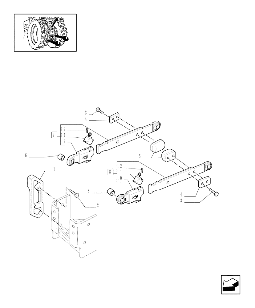 Схема запчастей Case IH MXM175 - (1.89.6/04[01]) - (VAR.881) IMPLEMENT CARRIER (TELESCOPIC ARMS) 2/3 CAT. AND ANTI-SHACKE PLATES - C5302 (09) - IMPLEMENT LIFT