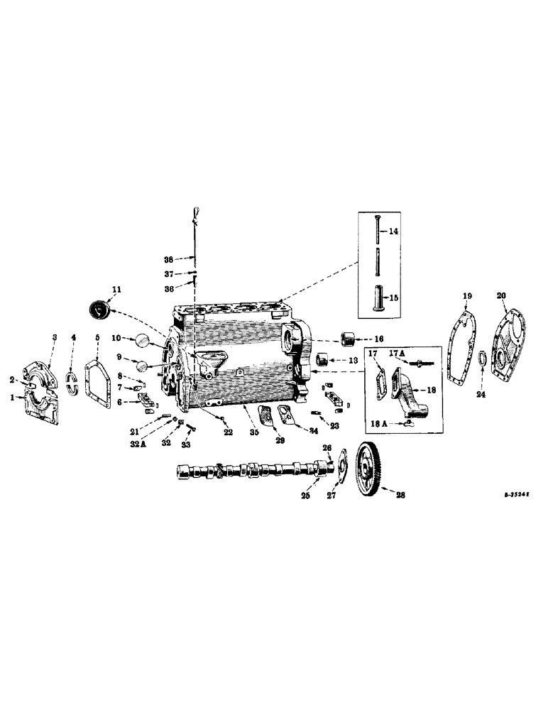 Схема запчастей Case IH SUPER A-1 - (012) - ENGINE, CRANKCASE, FRONT COVER, CAMSHAFT AND RELATED PARTS (01) - ENGINE