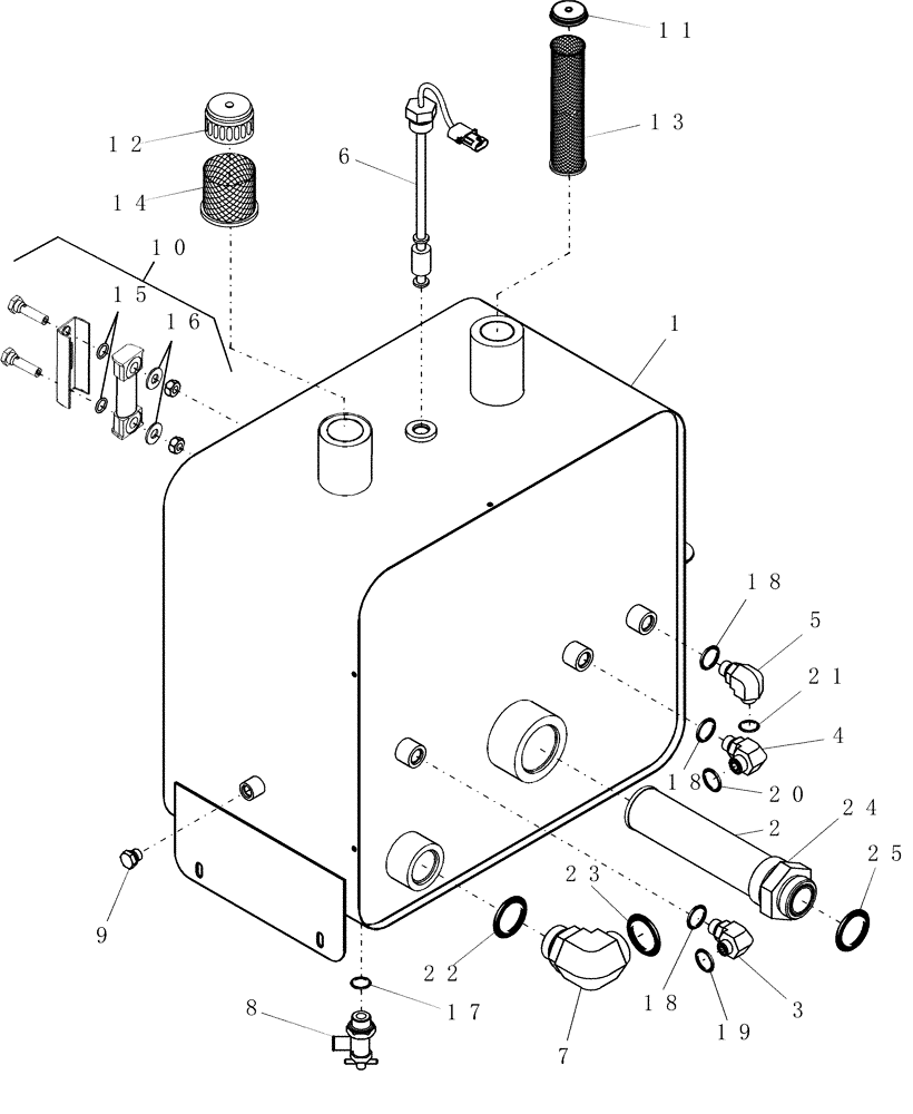 Схема запчастей Case IH AFX8010 - (A.10.A.22[2]) - RESERVOIR, HYDRAULIC OIL A - Distribution Systems