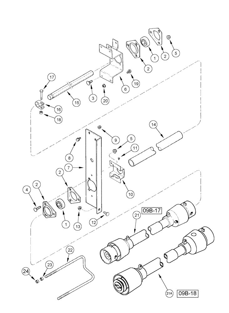 Схема запчастей Case IH 1020 - (09B-14) - KNIFE JACKSHAFT DRIVE - 17.5 AND 20.0 FOOT HEADERS (09) - CHASSIS/ATTACHMENTS