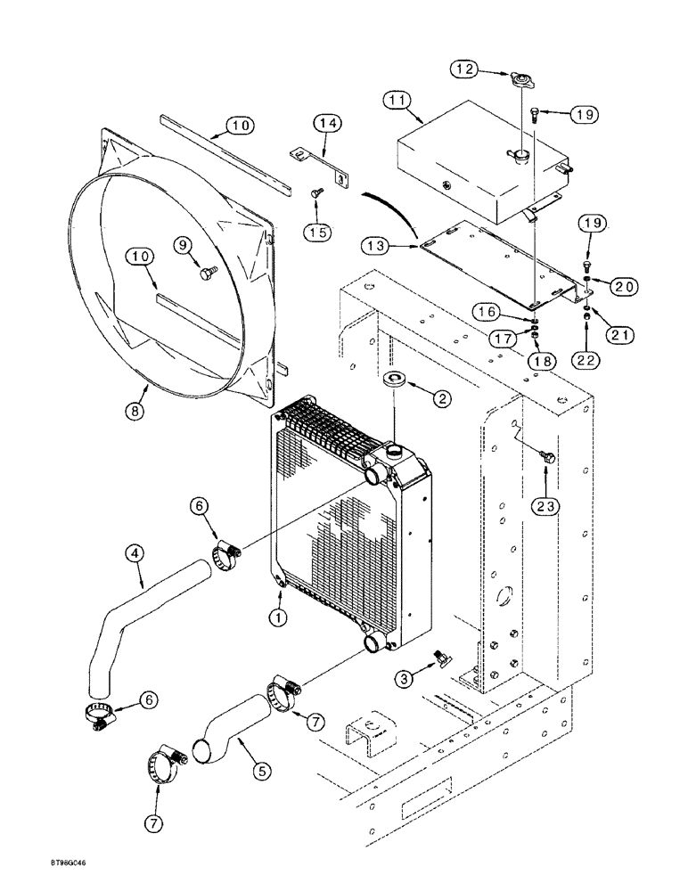 Схема запчастей Case IH 4391 - (2-02) - RADIATOR, DEAERATION TANK AND MOUNTING (02) - ENGINE