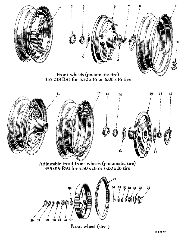 Схема запчастей Case IH FARMALL H - (132[1]) - ADJUSTABLE TREAD FRONT WHEELS, PNEUMATIC TIRES, FARMALL "H" ONLY (12) - CHASSIS