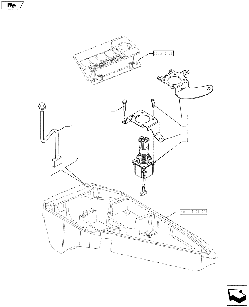 Схема запчастей Case IH PUMA 170 - (55.512.0502) - (VAR.743048) ELECTRONIC JOYSTICK WITH 3 BUTTONS FOR AUXILIARY SELECTION - JOYSTICK (55) - ELECTRICAL SYSTEMS