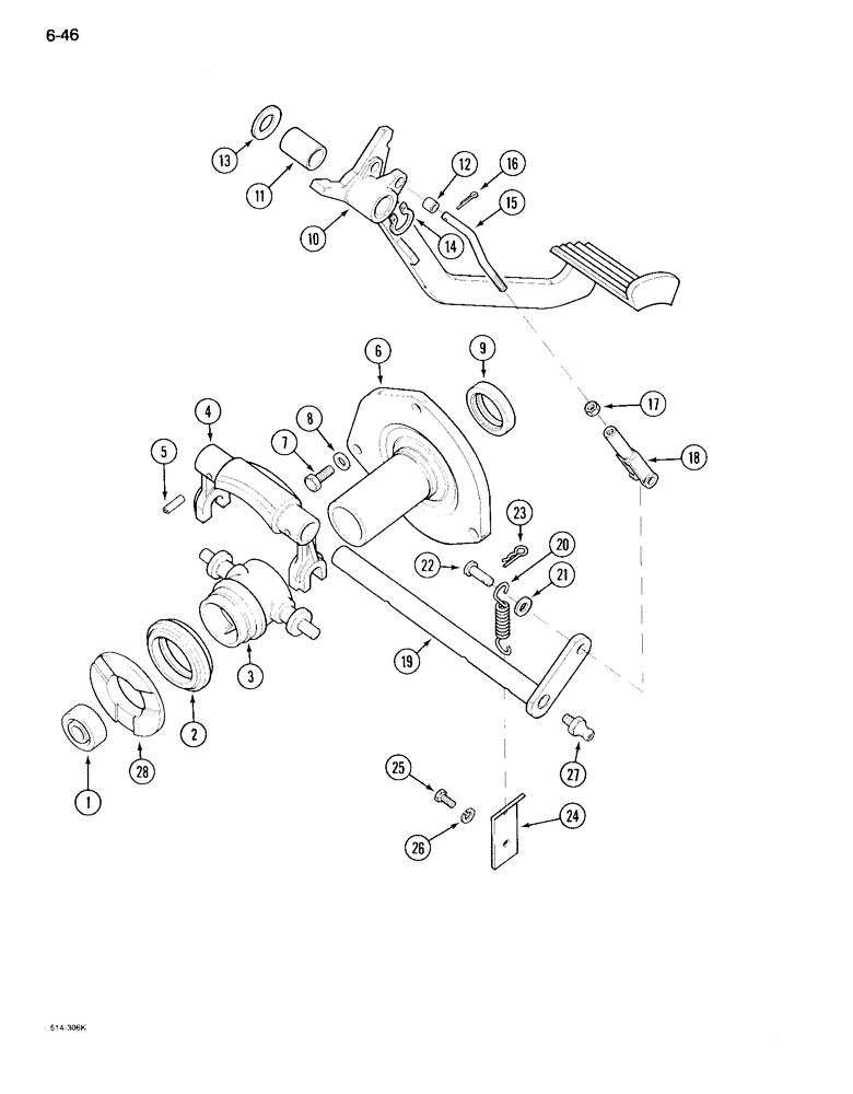 Схема запчастей Case IH 995 - (6-046) - CLUTCH CONTROLS, TRACTOR WITHOUT CAB (06) - POWER TRAIN