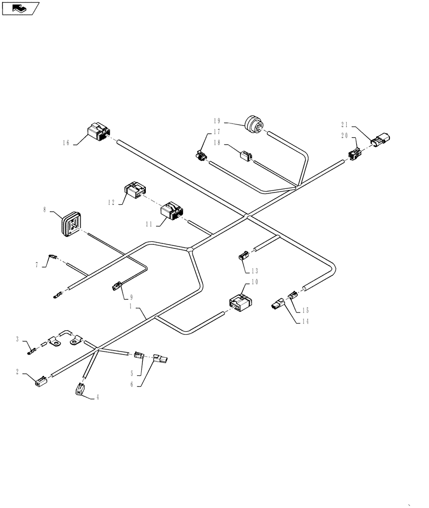 Схема запчастей Case IH QUADTRAC 500 - (55.100.08) - HARNESS - FRONT FRAME (NORTH AMERICA) (55) - ELECTRICAL SYSTEMS