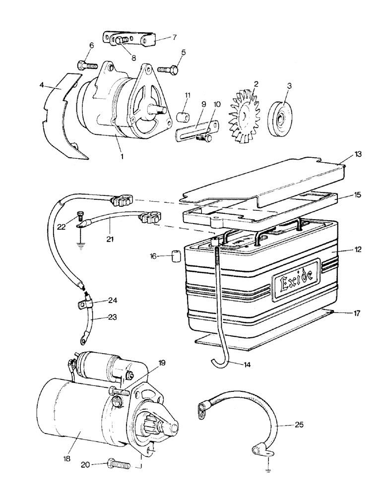 Схема запчастей Case IH 995 - (M01-1) - ELECTRICAL EQUIPMENT, ALTERNATOR, BATTERY AND STARTER (06) - ELECTRICAL SYSTEMS