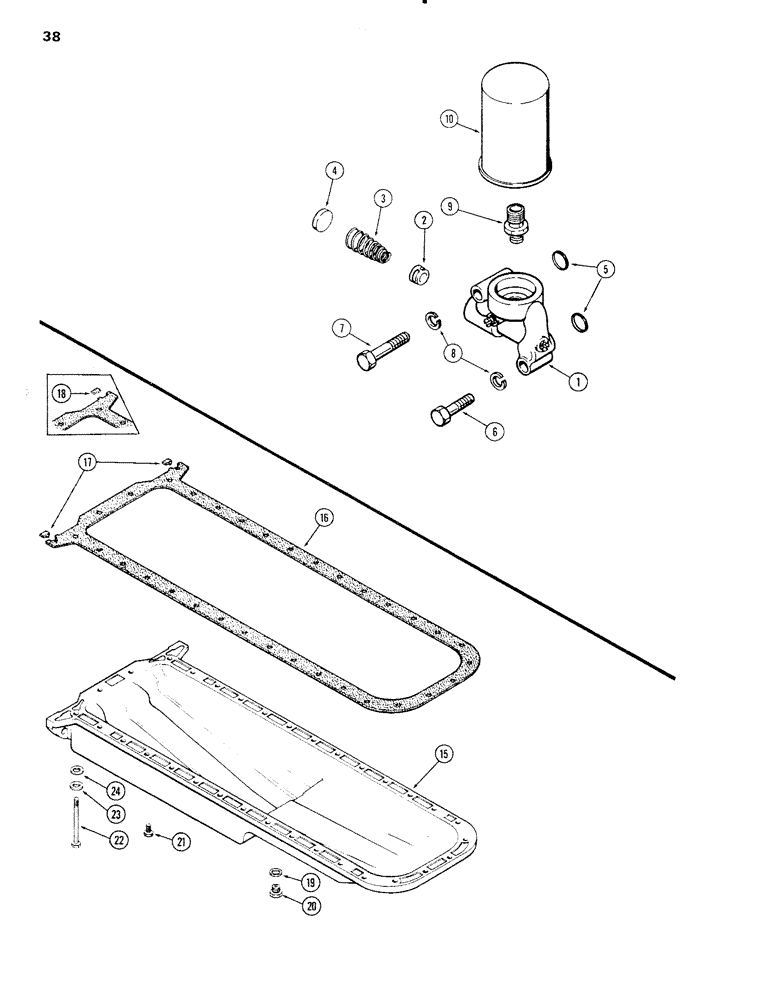 Схема запчастей Case IH 1090 - (038) - OIL FILTER, (451B) DIESEL ENGINE (02) - ENGINE