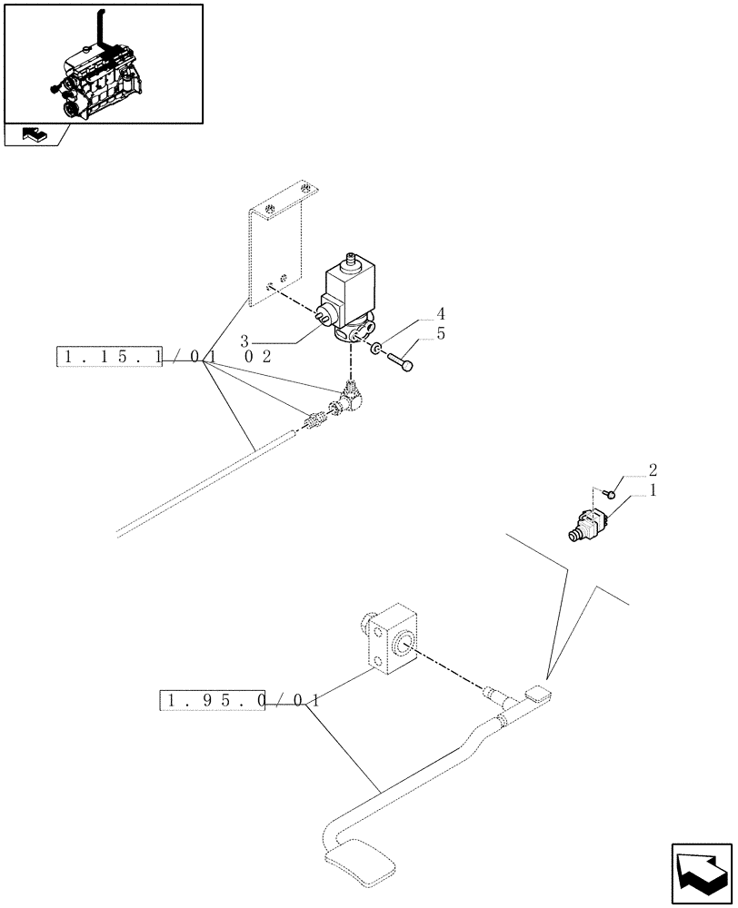 Схема запчастей Case IH PUMA 140 - (1.75.0/04) - VERTICAL EXHAUST WITH EXHAUST BRAKE - PEDAL SWITCH AND SOLENOID VALVE (VAR.330468) (06) - ELECTRICAL SYSTEMS