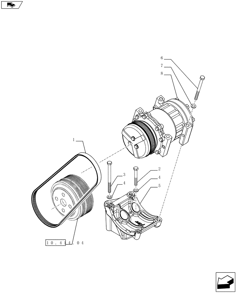 Схема запчастей Case IH FARMALL 65C - (50.200.01) - AIR CONDITIONING - BELTS AND COMPRESSOR - W/CAB (VAR.330641) (50) - CAB CLIMATE CONTROL