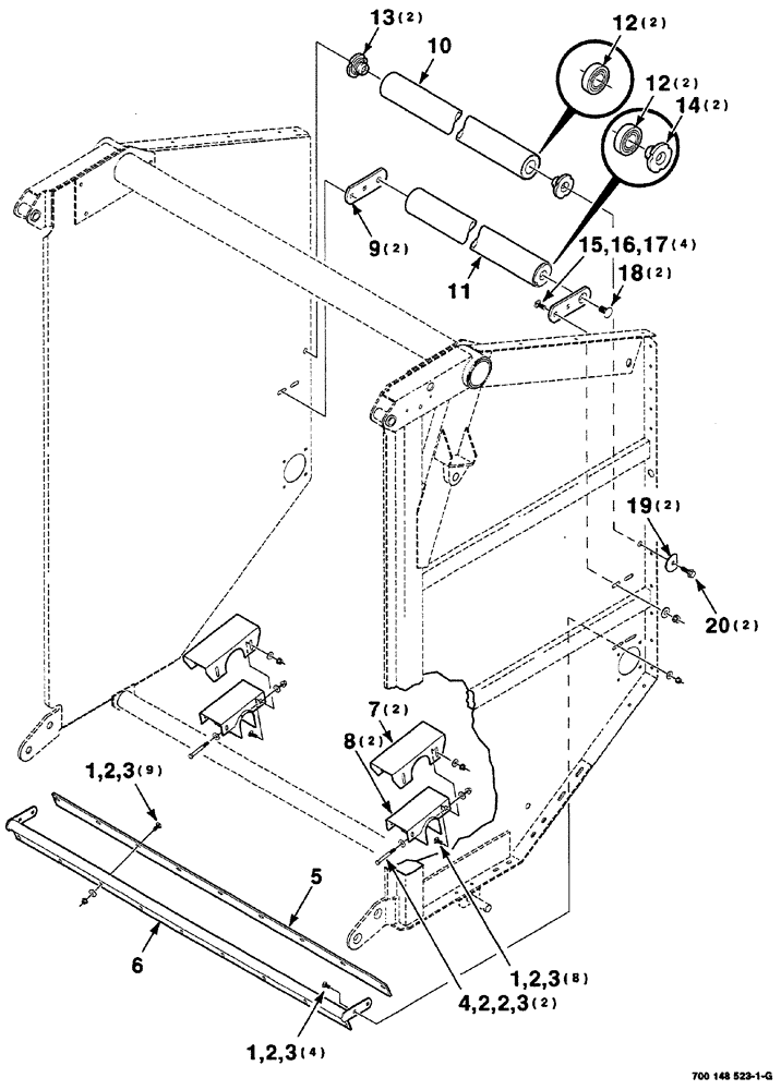 Схема запчастей Case IH RS561 - (06-008) - TAILGATE SUPPORT ASSEMBLIES (MESH WRAP ONLY) (13) - FEEDER