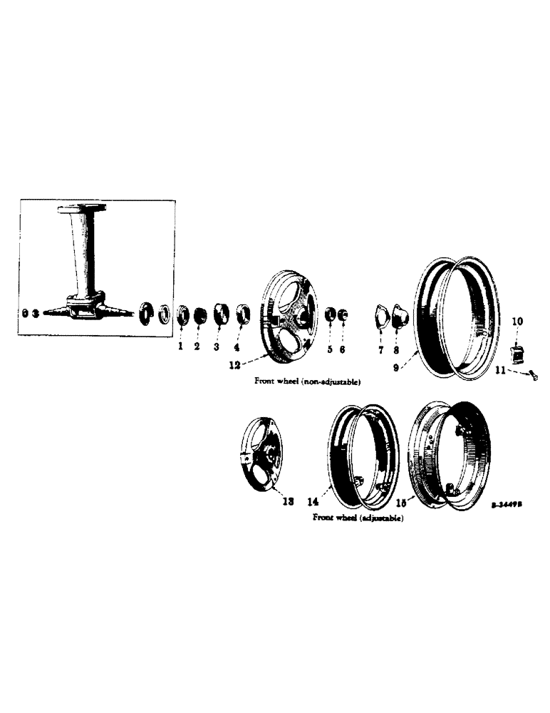 Схема запчастей Case IH FARMALL C - (125) - CHASSIS, FRONT WHEELS (12) - CHASSIS