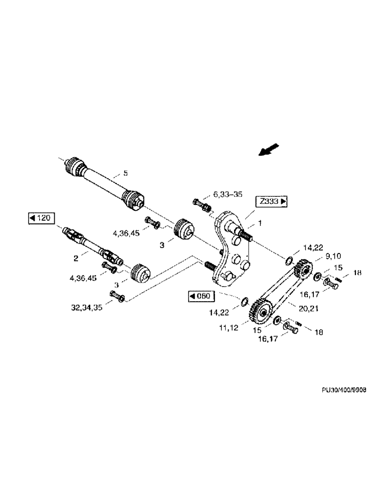 Схема запчастей Case IH PU3000 - (16) - DRIVE, PU3000 (58) - ATTACHMENTS/HEADERS