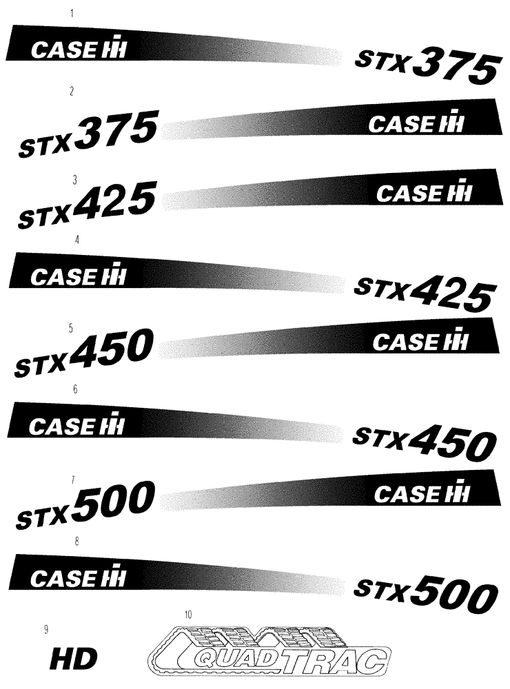 Схема запчастей Case IH STX375 - (09-57) - DECALS (09) - CHASSIS